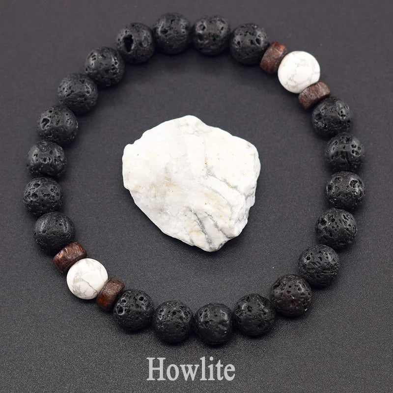 Lava Stone Men Bracelet Natural Labradorite Moonstone Bead Tibetan Buddha Bracelet Chakra Oil Diffuser Bracelet Men Jewelry