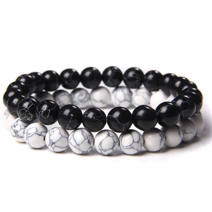 2Pcs Bead Bracelet Men Natural Tiger Eye Hematite Obsidian Beaded Bracelets Homme Energy Stretch Bracelet Men Jewelry