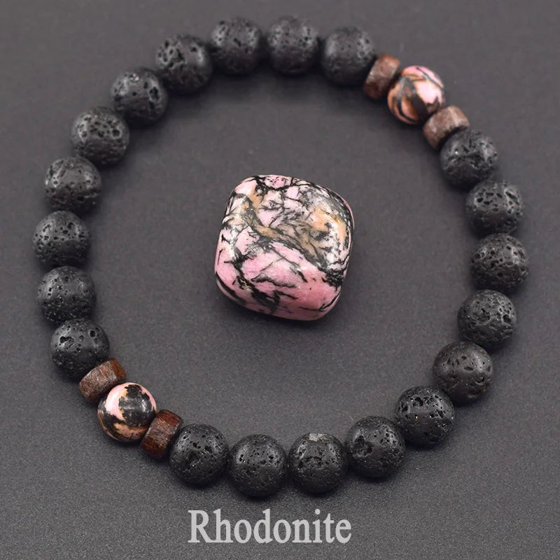 Lava Stone Men Bracelet Natural Labradorite Moonstone Bead Tibetan Buddha Bracelet Chakra Oil Diffuser Bracelet Men Jewelry