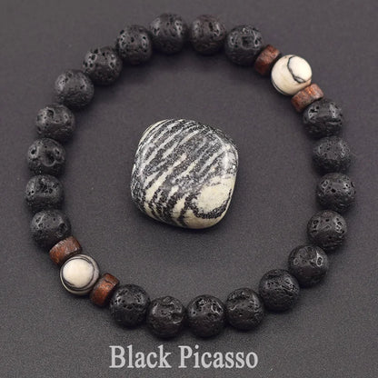 Lava Stone Men Bracelet Natural Labradorite Moonstone Bead Tibetan Buddha Bracelet Chakra Oil Diffuser Bracelet Men Jewelry