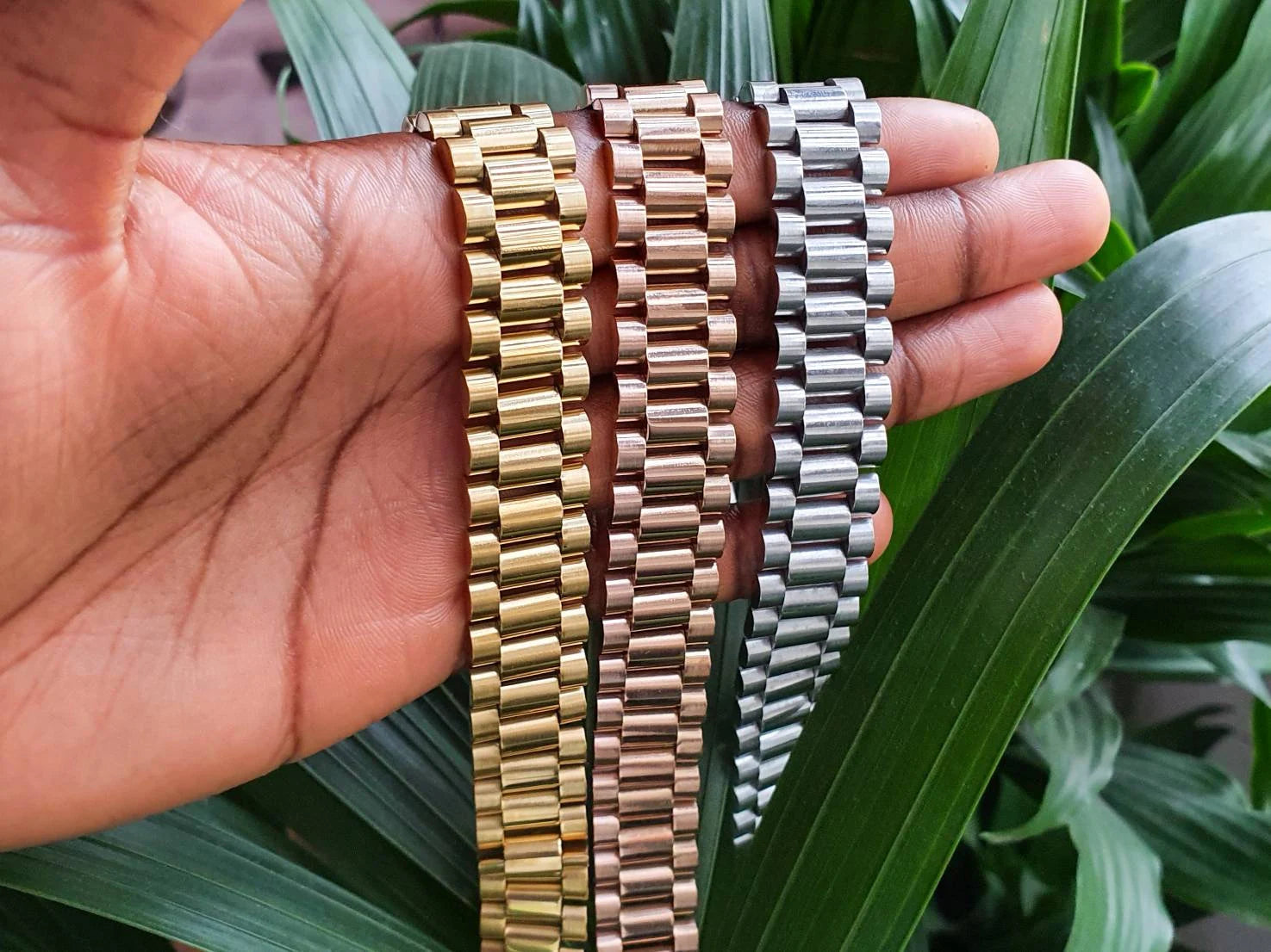 Mens Presidential Bracelet 18K Gold Watch Link Bracelet for Men, Thick Luxury Chain Jewelry