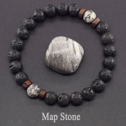 Lava Stone Men Bracelet Natural Labradorite Moonstone Bead Tibetan Buddha Bracelet Chakra Oil Diffuser Bracelet Men Jewelry